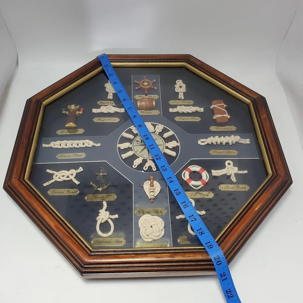 Decorative Wall Clock With Nautical Knots Wall Hanging 3D Shadow Box Ship Decor